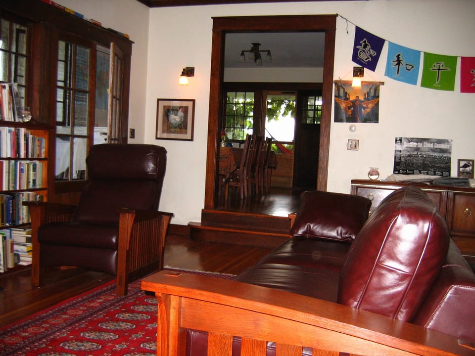 living room, dining room up the steps
