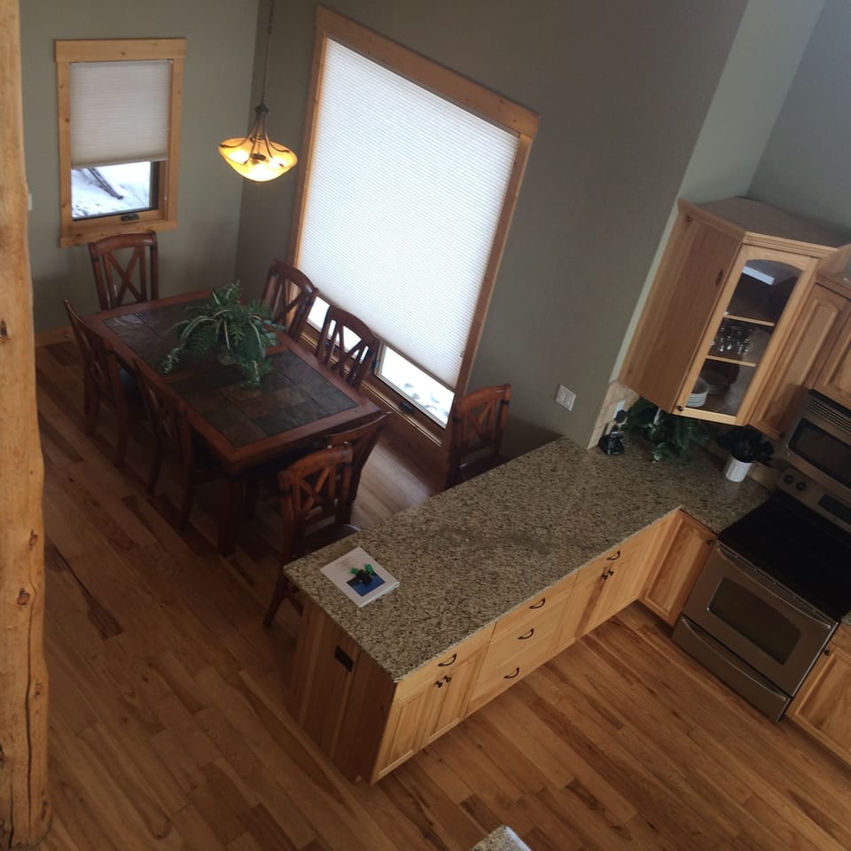 Dining room, breakfast bar view from loft