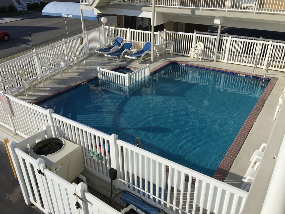 2 Pools on property.  You are on the 2nd floor overlooking  the one pool.