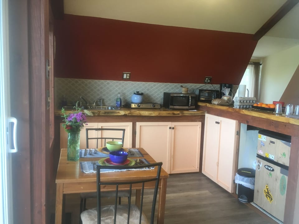 Stocked kitchen.