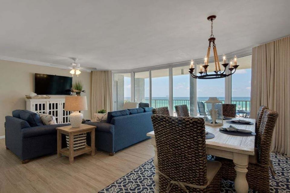Spacious living room and dining area
