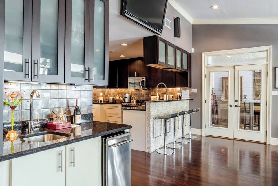 Open living room and kitchen area 