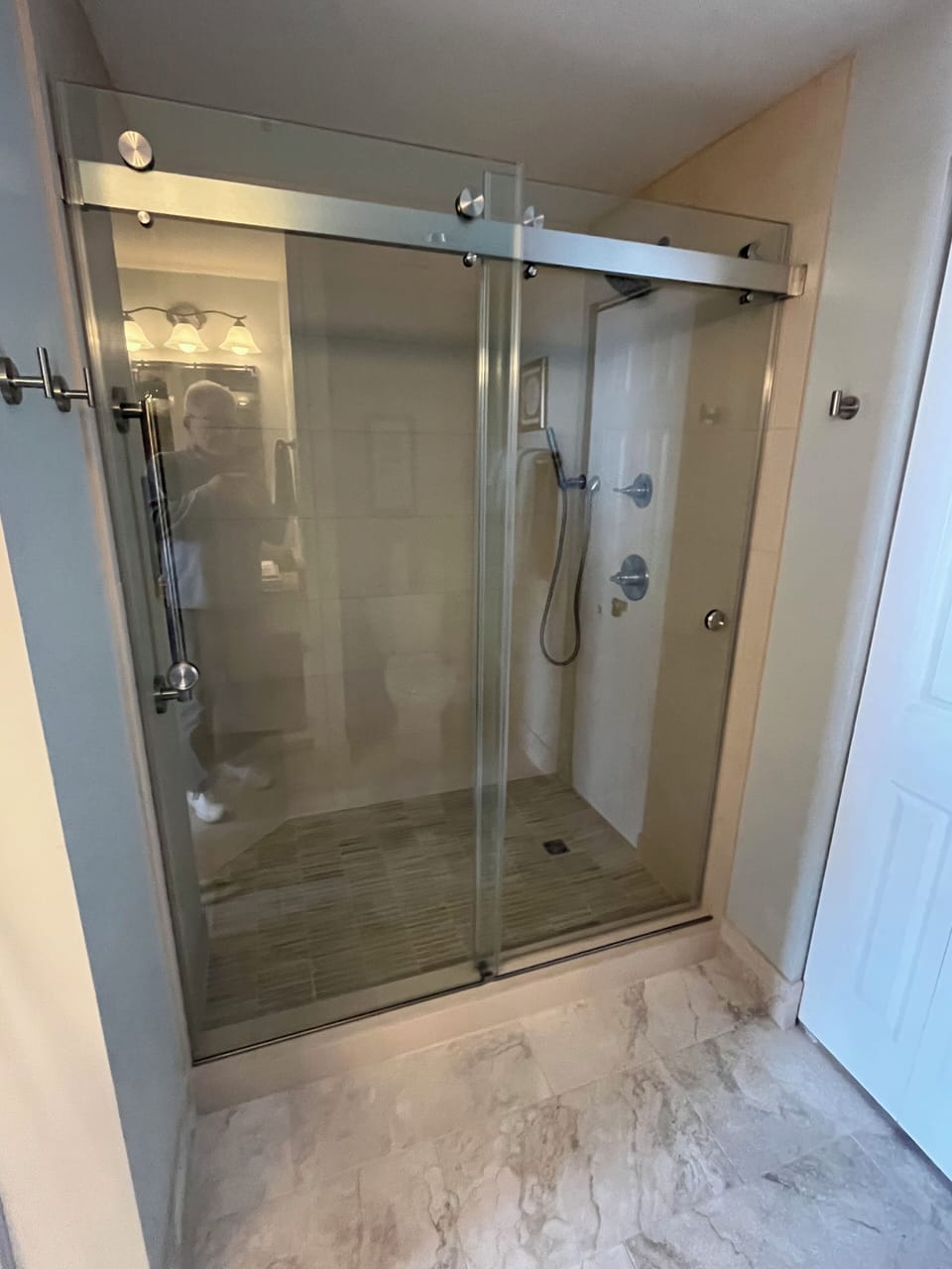 New walk-in shower in master bathroom