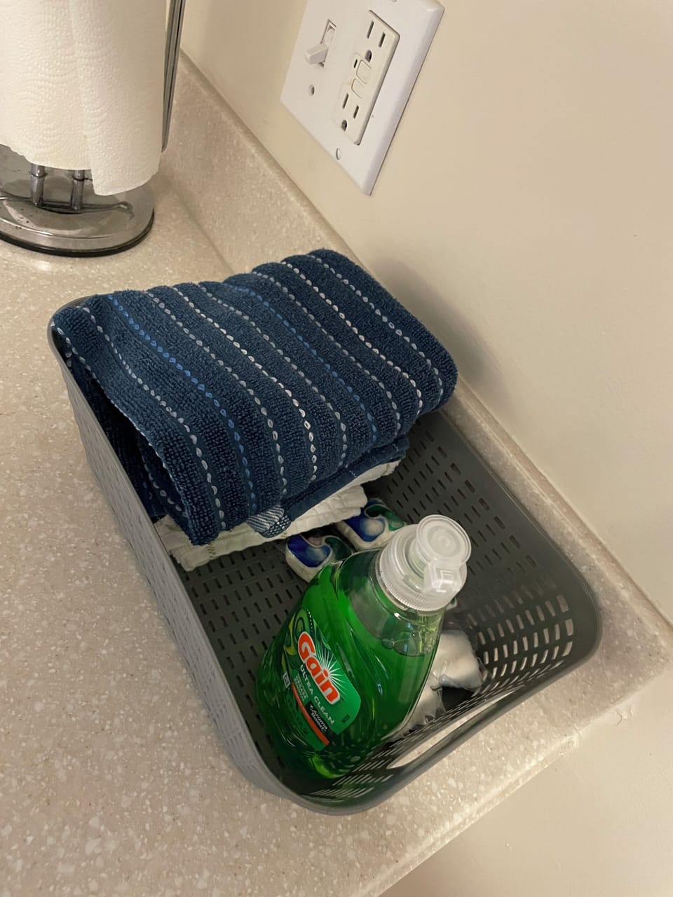 Kitchen starter kit with dish towels, dish washing liquid and dishwasher pods
