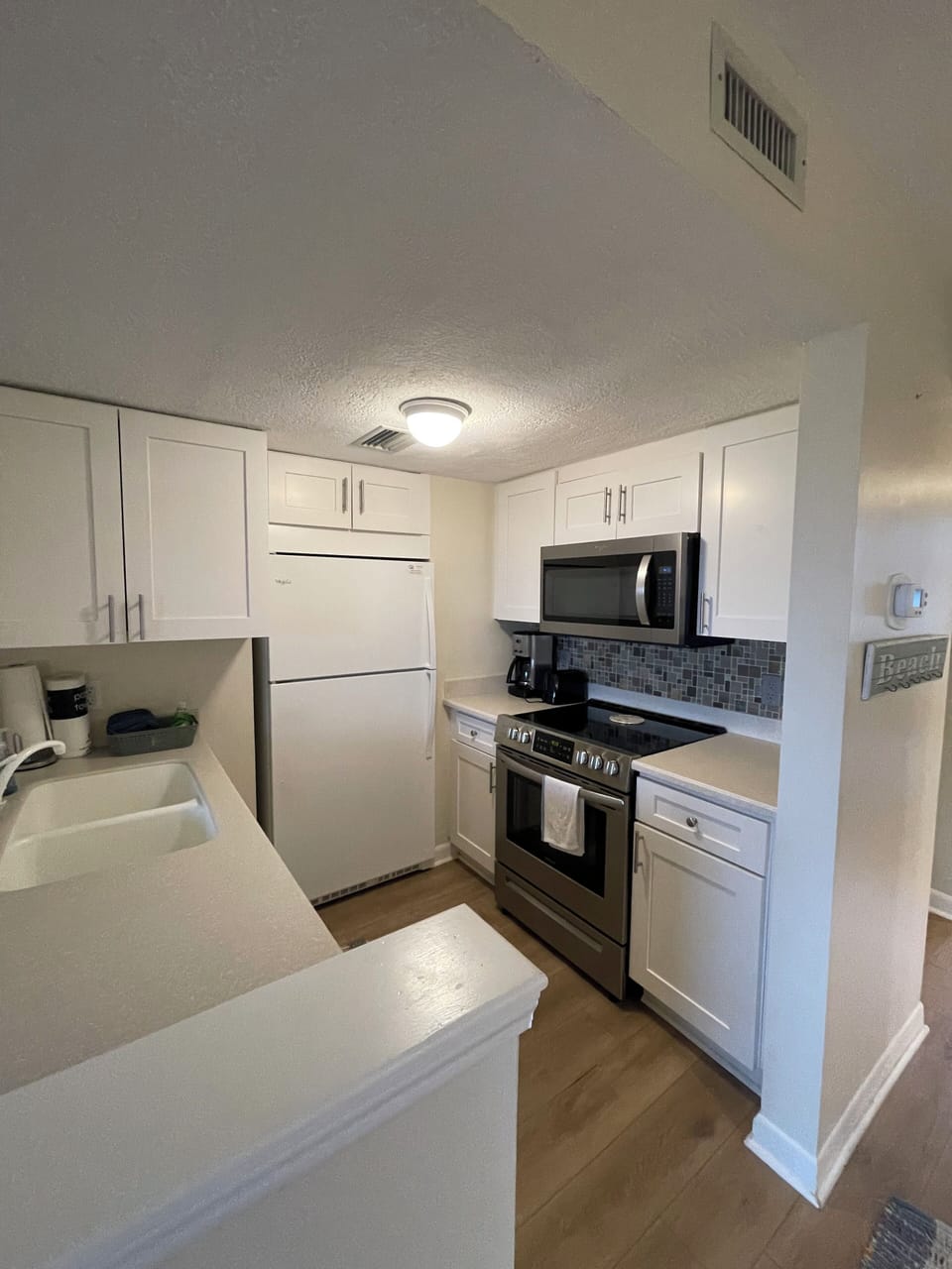Kitchen view featuring new appliances