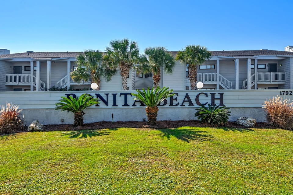 Front of the Bonita Beach complex (now with added parking)