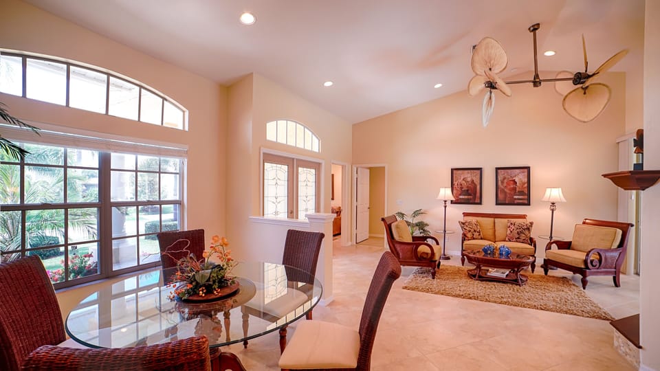 Indoor dining area, plus an additional seating are to relax.