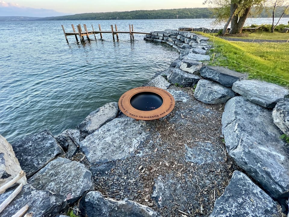 Southern shore lake access, bonfire pit, view of front dock