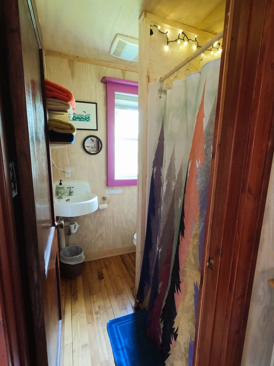 Stand-up shower, toilet, sink