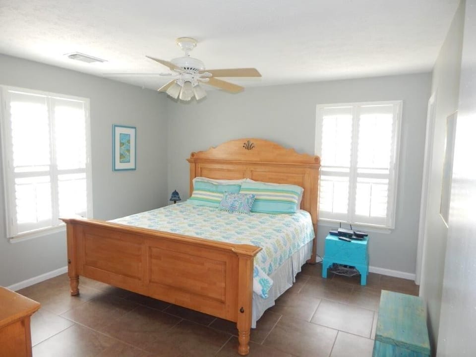 Front bedroom.  All bedrooms have TV