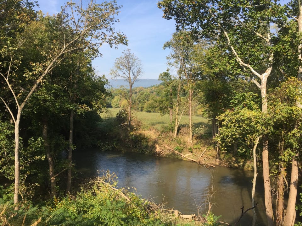 The view of the mountains and the  Shenandoah River , from the deck and hot tub