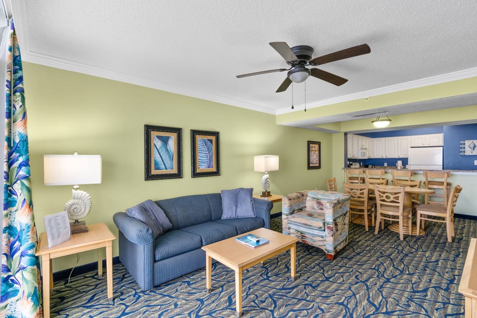 Large oceanfront living room and dining area