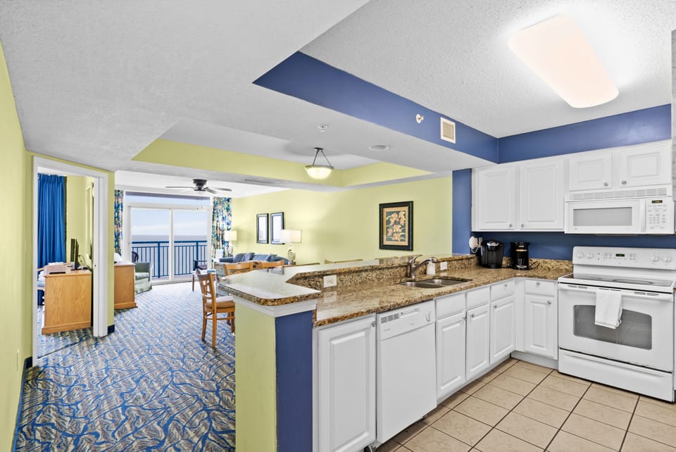 Open floorplan with ocean views from the kitchen