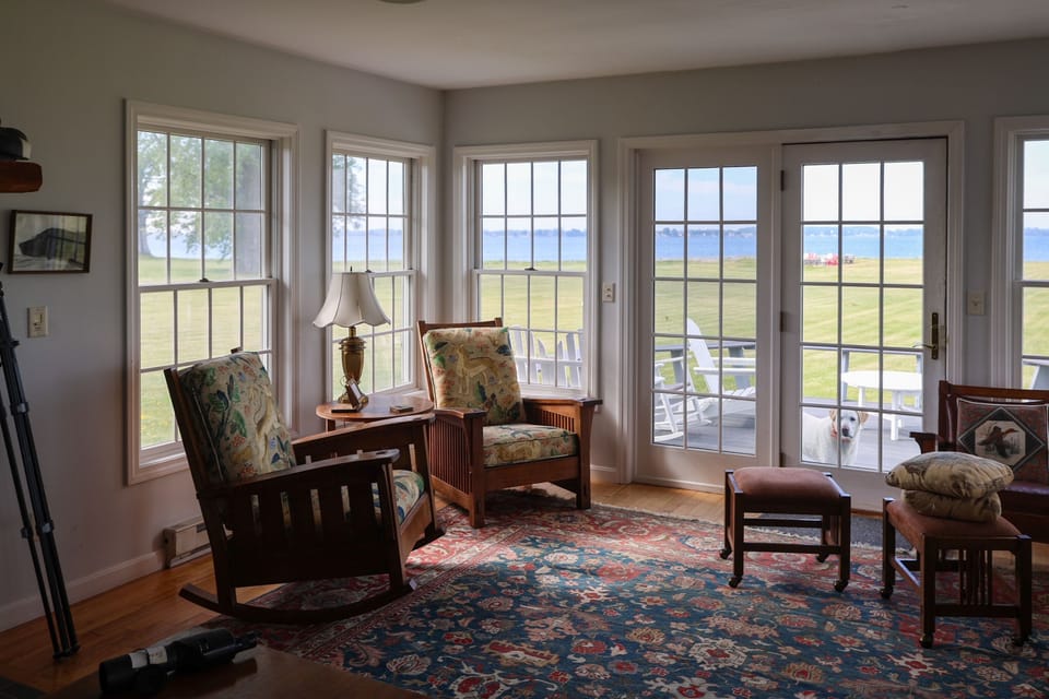 Living area off the kitchen with 180 degree water views 