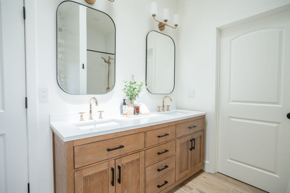 Private primary bath attached to primary bedroom(#1). Oversized double sink