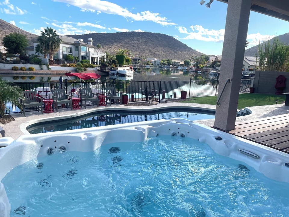 Unwind and relax in the private spa and enjoy all the views!