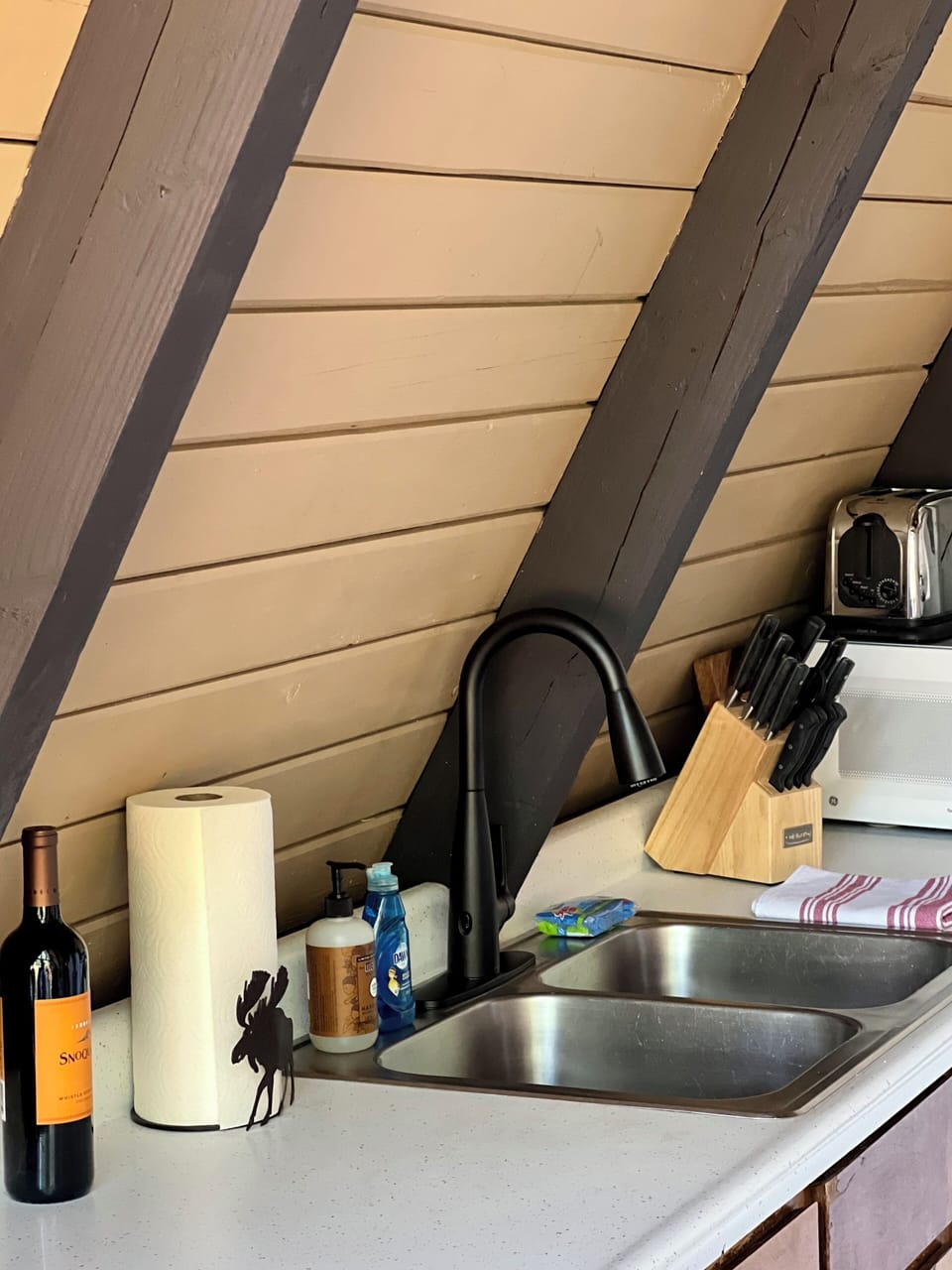 Fully stocked kitchen with full size appliances. 