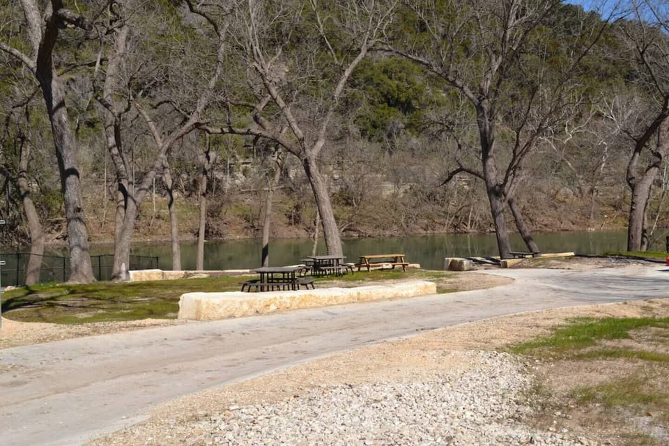 View of the river front with sloped entry.