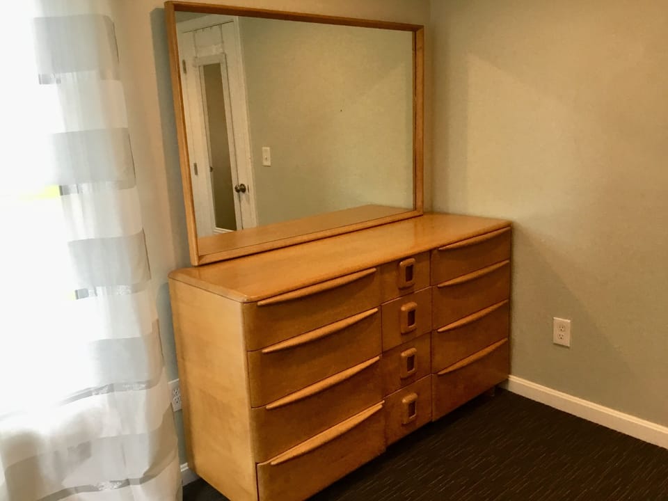 1st Floor back bedroom with twin over full bunk bed and Heywood Wakefield Bureau