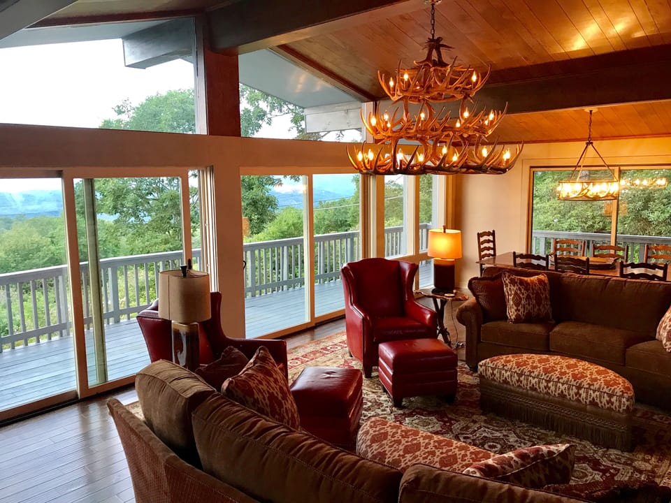 Expansive great room for viewing the mountains or the 65" TV 