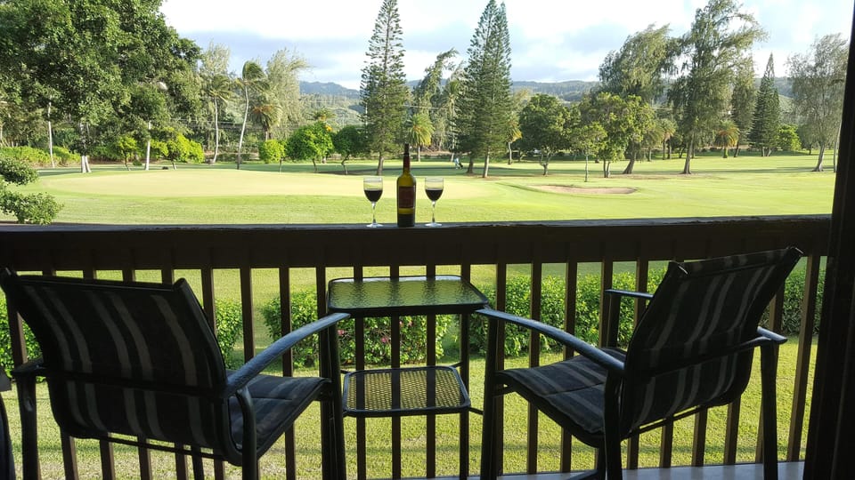 Lovely golf course view from the condo deck.
