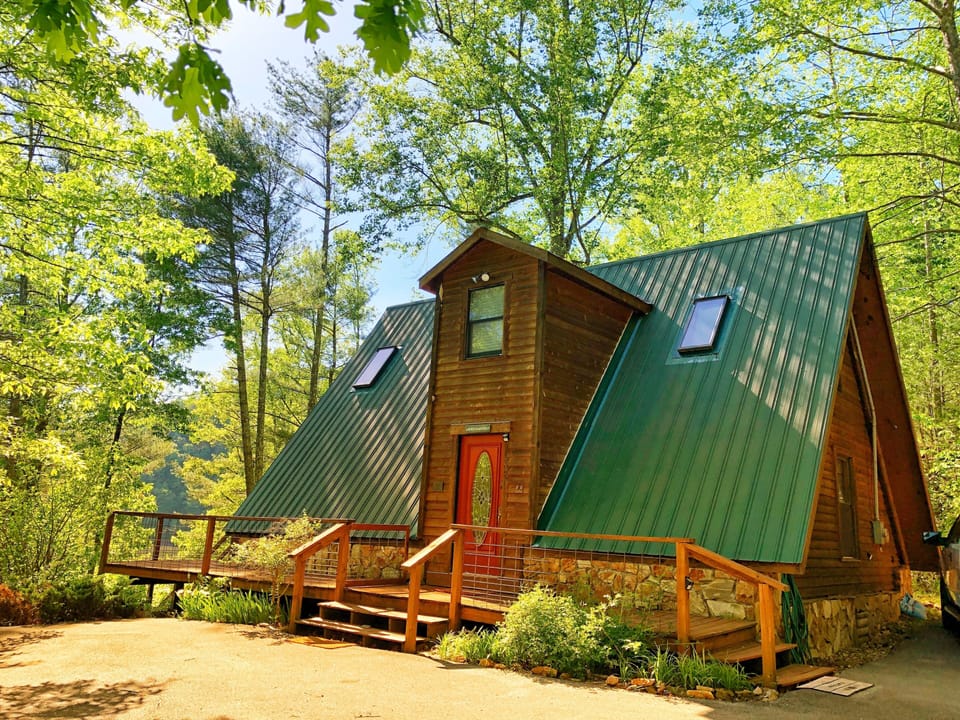 Your view as you arrive, a private getaway on a secluded cove.