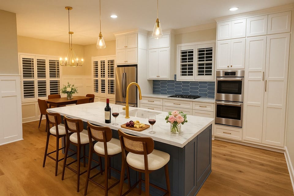 New Chef's Kitchen w/ Bosch gas 5 top burners, Double Ovens, Frig & Dishwasher