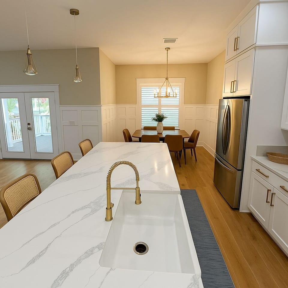 Huge kitchen island and dining table for 8