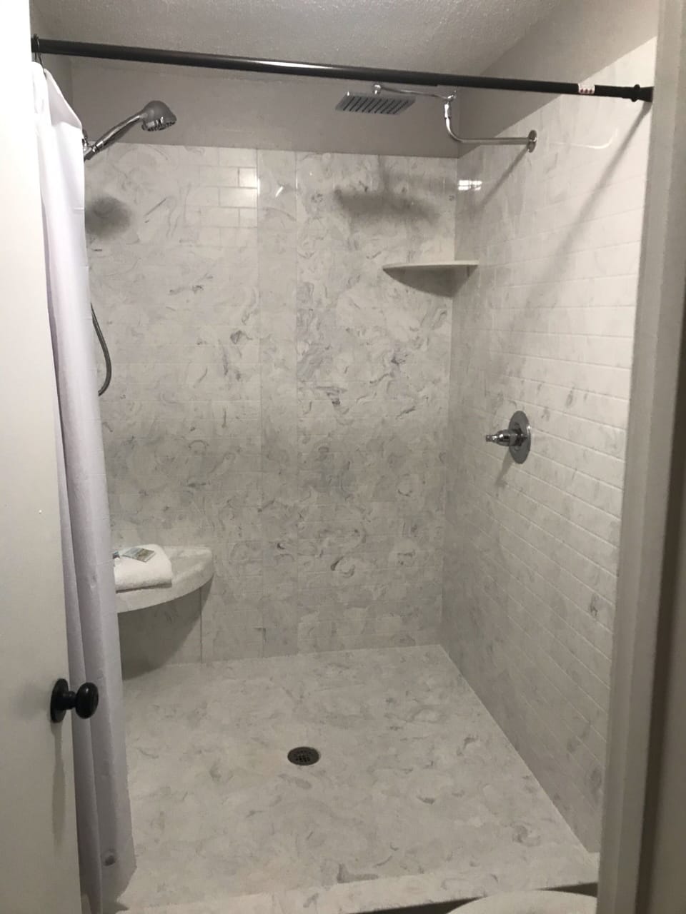 New walk in marble shower 