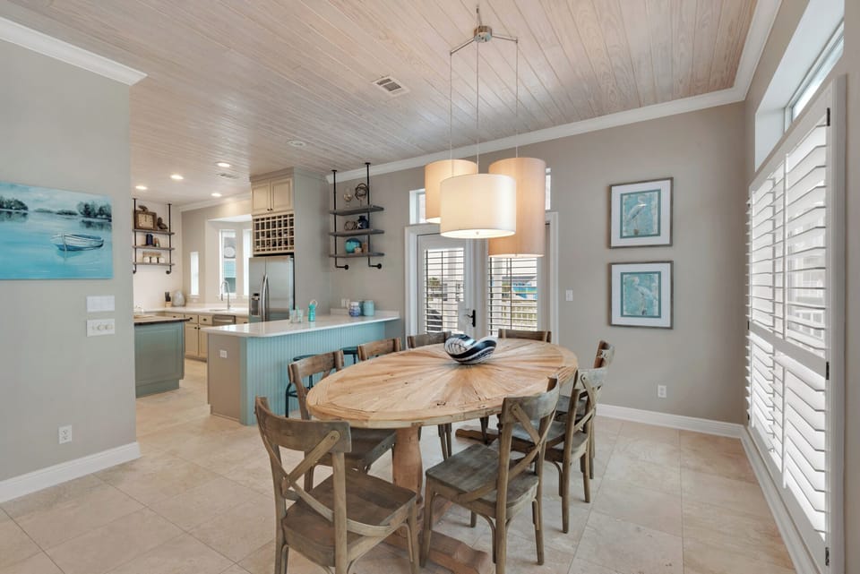 Dining table with seating for eight