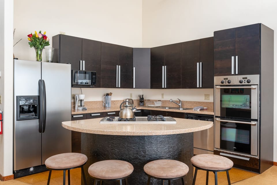 Kitchen with dual stoves