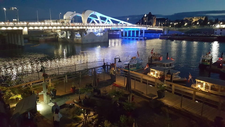 The new suspension bridge 2018 twinkles as seen from our balcony.