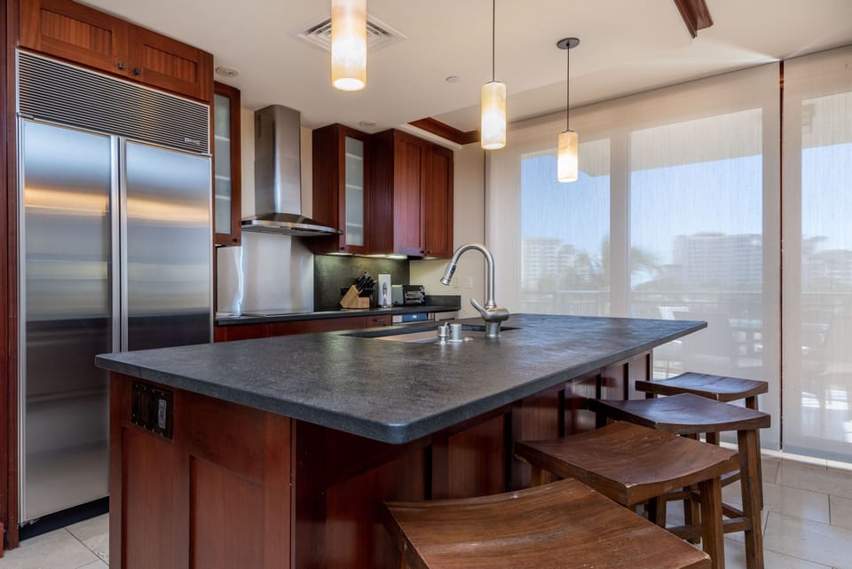 Prep your gourmet meals on the large island.