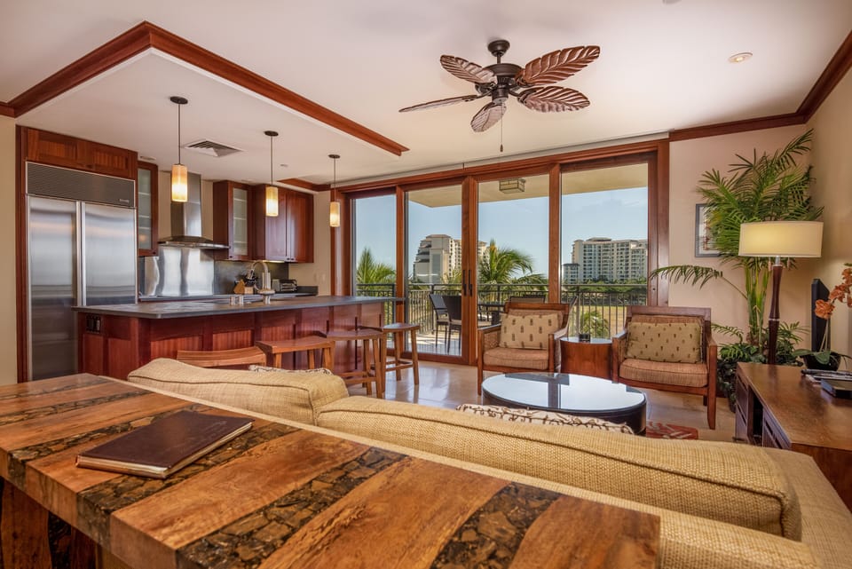 Open concept living area allows families to interact with one another.