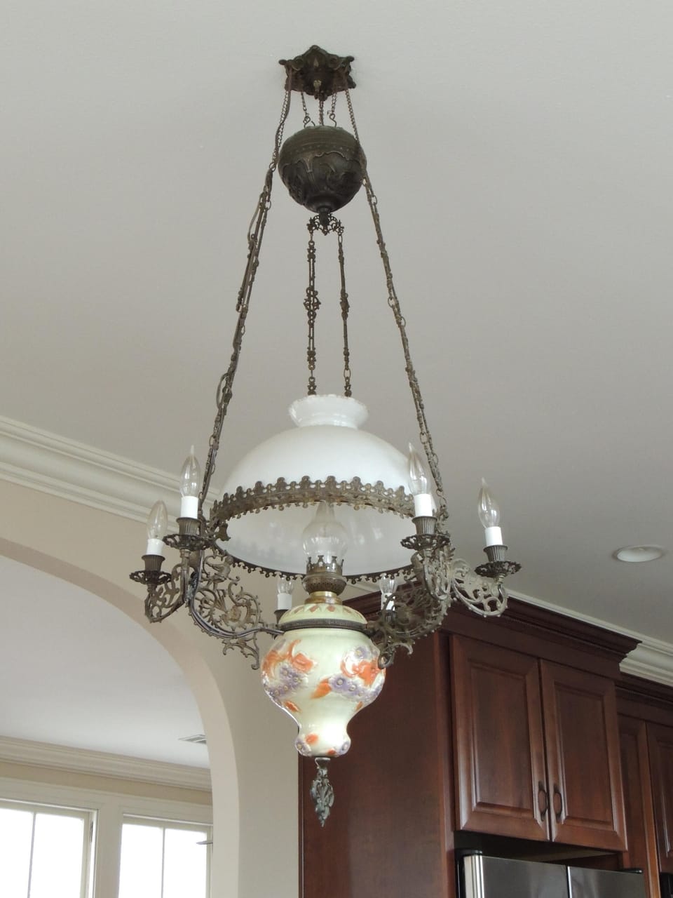 Dining Room Chandelier. A 1900 Gas Light Electrified. 
