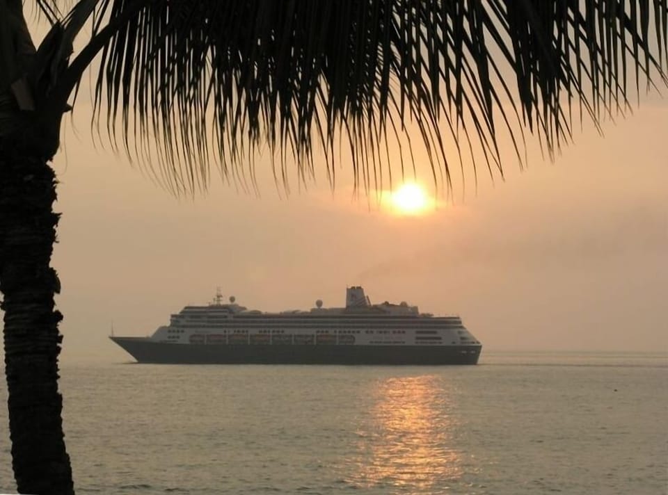 Shot of Passing Cruise Ship Taken From The Lanai