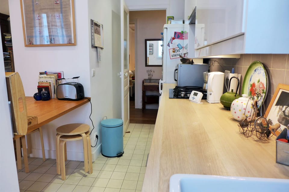 The kitchen is located in a separate room