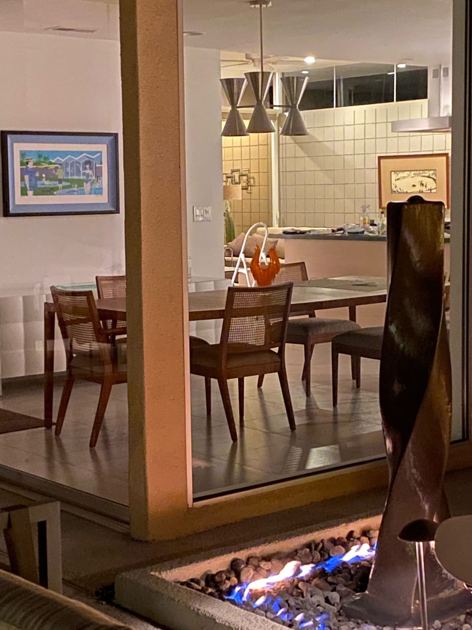 Dining room from water feature seating.