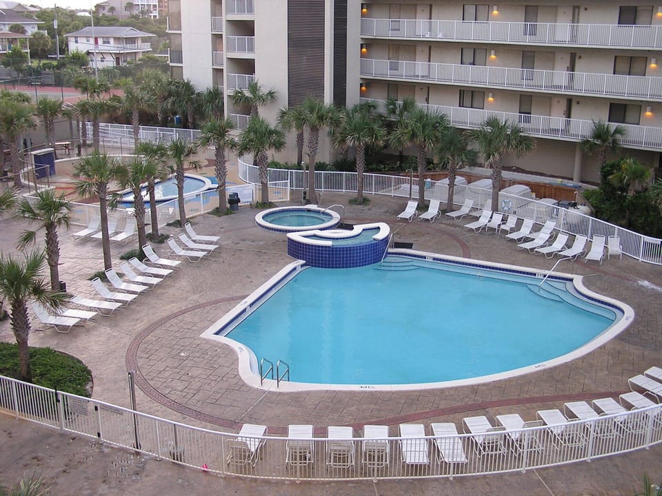 One of two pools and hot tub