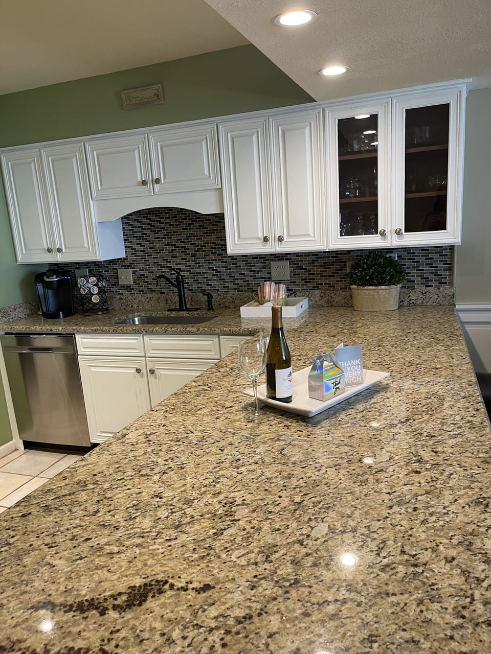 Kitchen and counter with seating