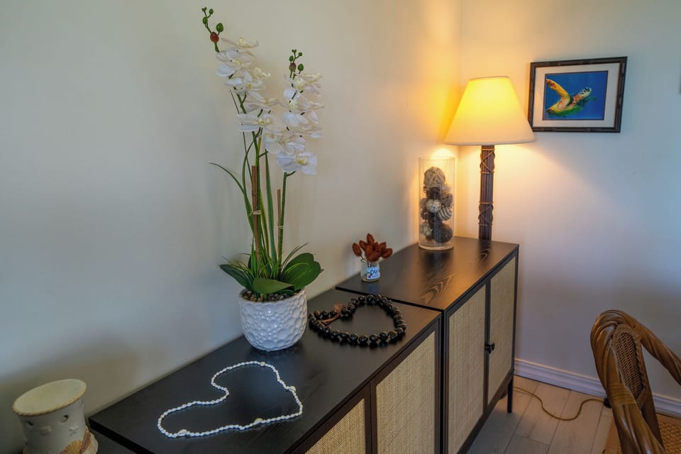 Storage behind dining room table
