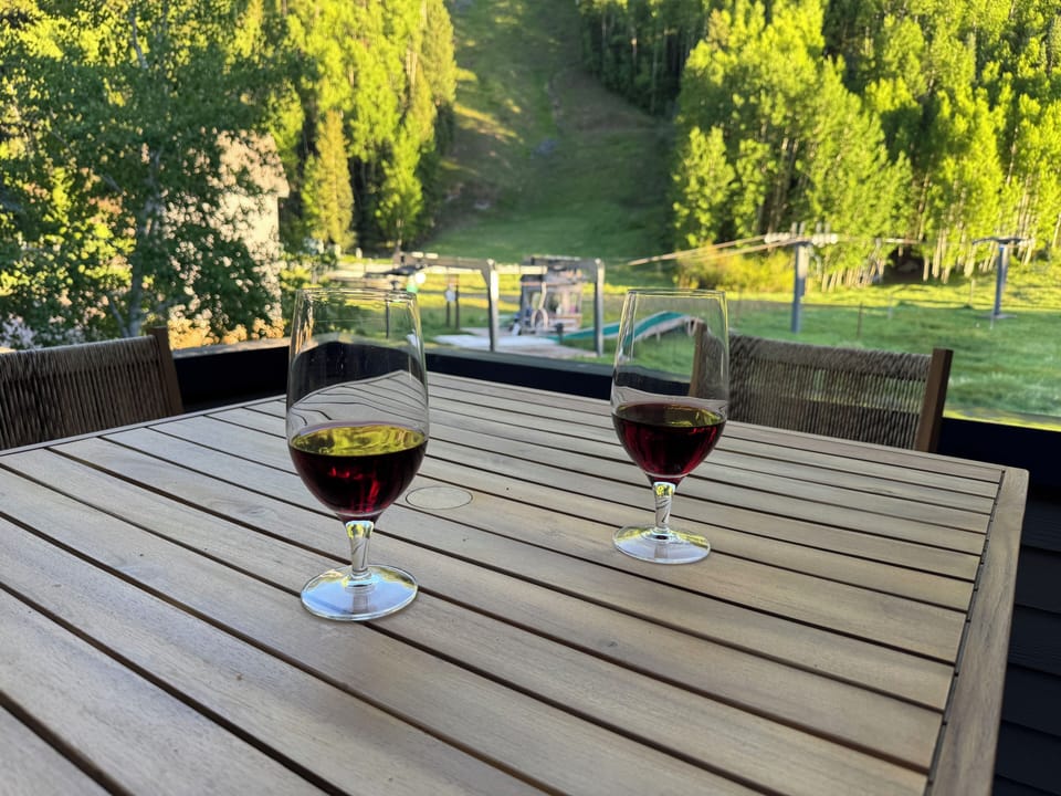 View from the sun deck towards the mountain