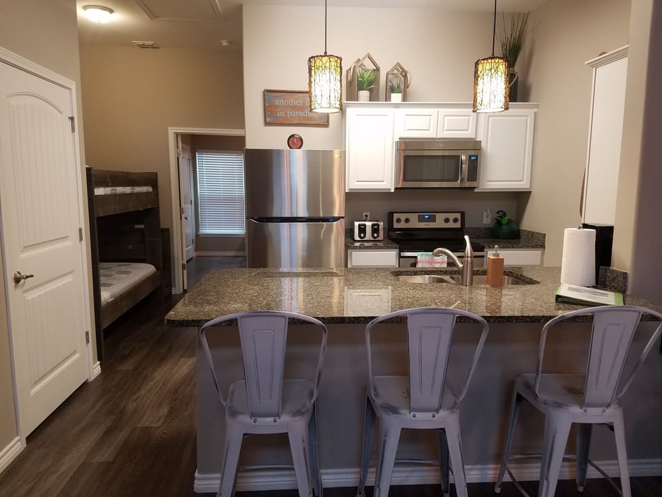 Fully equipped kitchen has everything you will need for cooking and dining. 