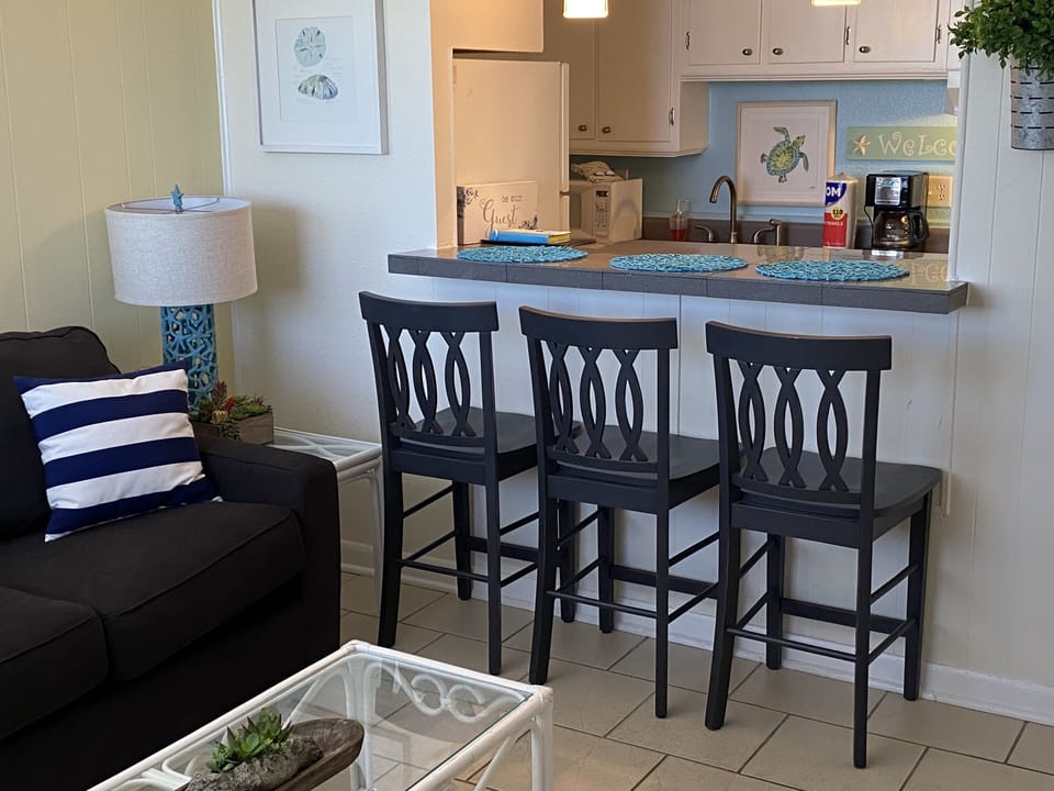 Brand new bar stools, sleeper, and chair and lamps!