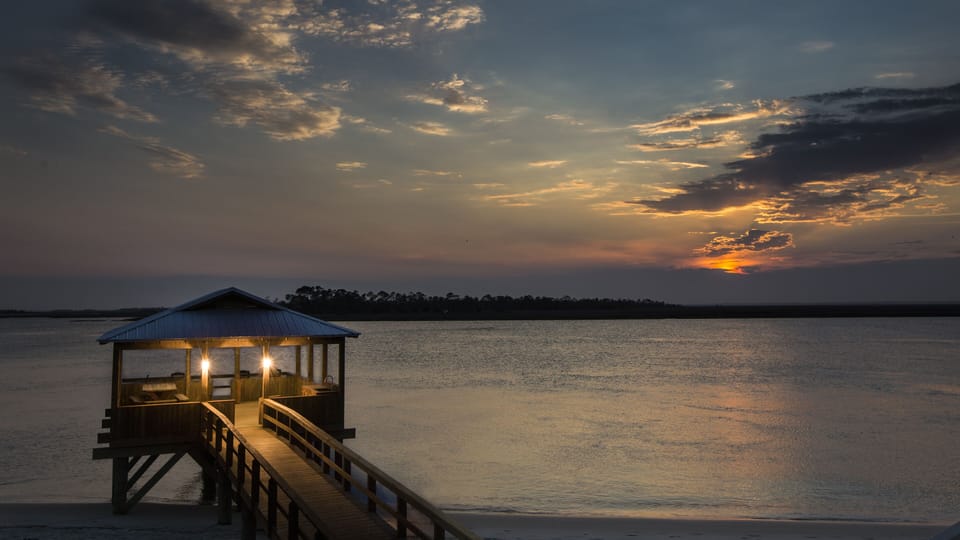 New 2017 Custom Dock at Sunset on a Cloudy Day