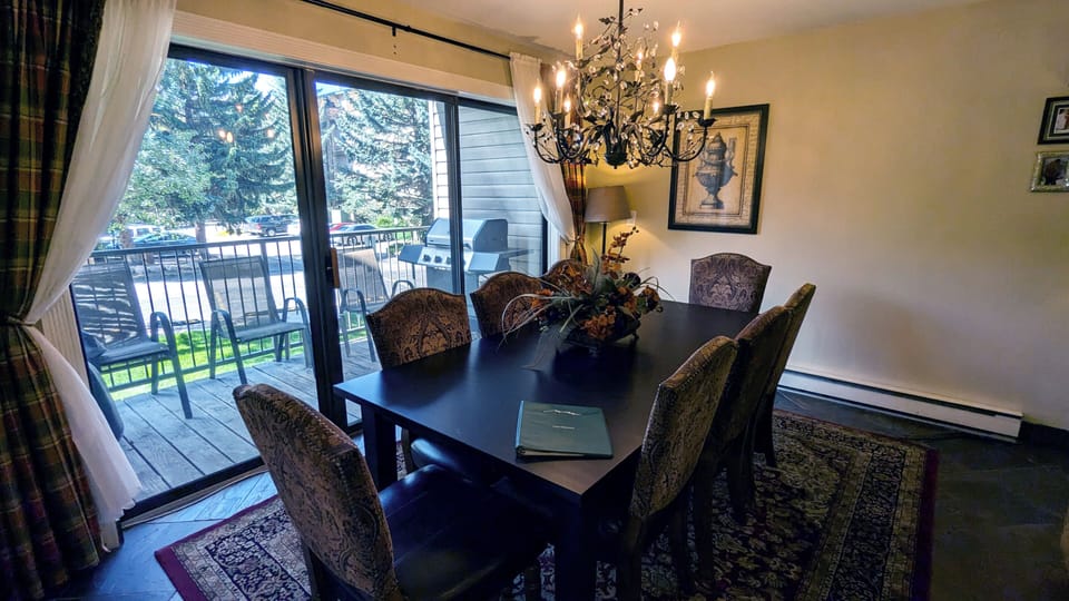 Beaver Creek West Condo #11 dining area and balcony w/ propane BBQ grill