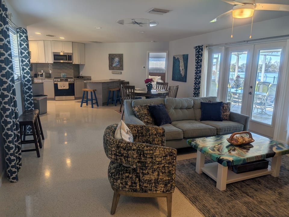 Living area and kitchen