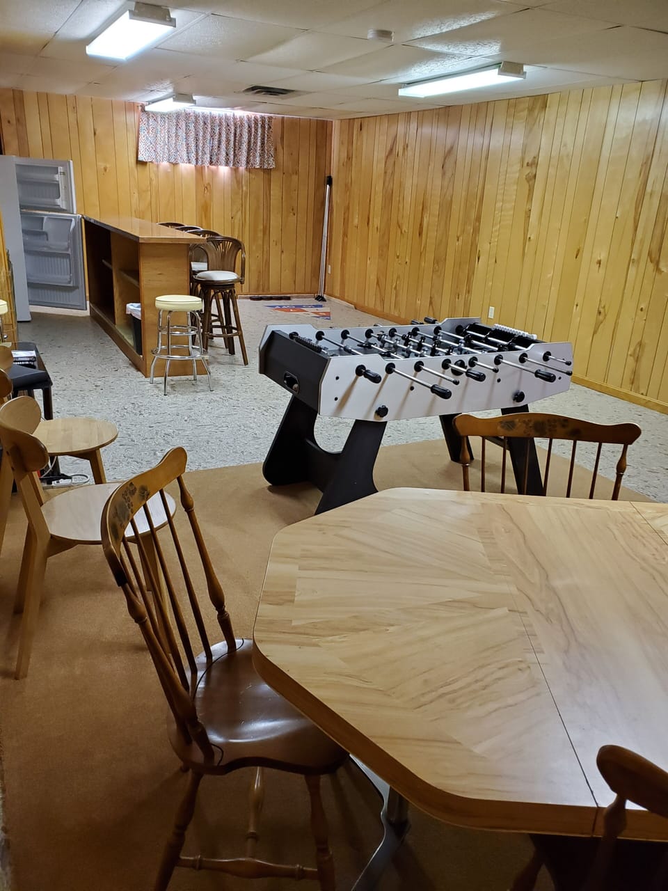 Game Room-Foosball, TV, Wet Bar w/ Refrig, Shuffleboard, table w/ board games.