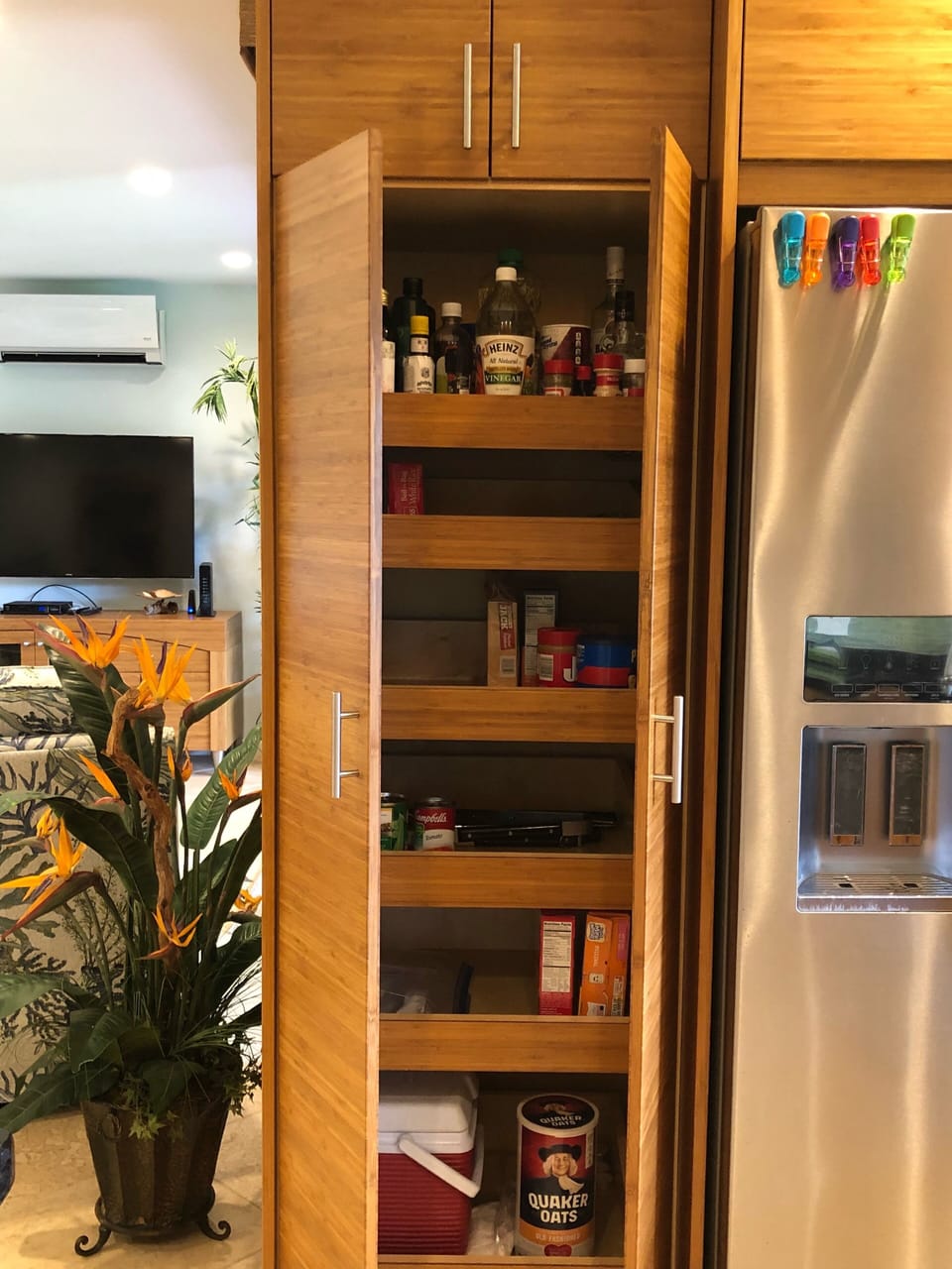 Pantry provides plenty of storage so eating in is easier.