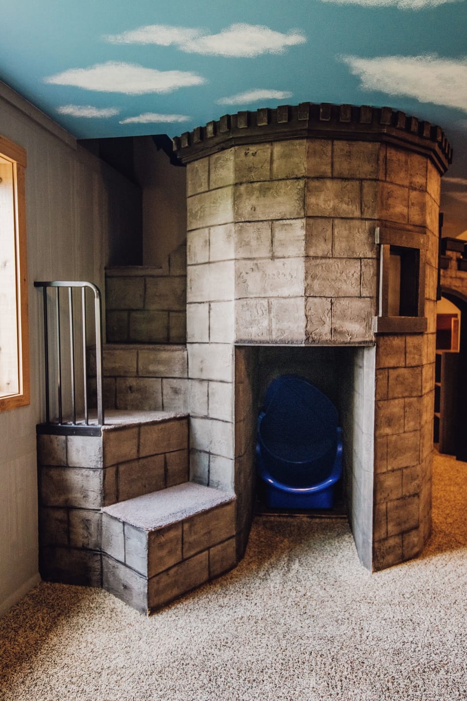 Castle slide and secret passage to upper floors 